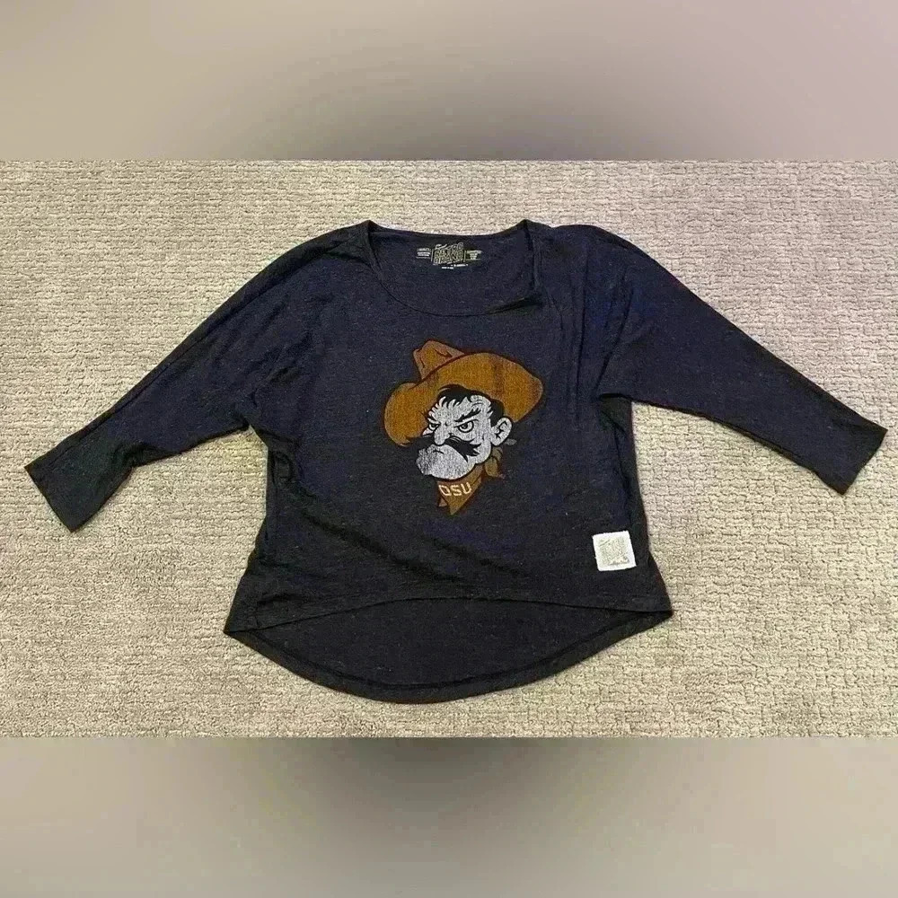 Oklahoma State Cowboys Retro Brand Women 3/4 Sleeve‎ T Shirt  Size Xsmall